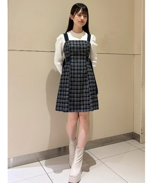 REDYAZEL（レディアゼル）の「チェックショートジャケット×Wベルトワンピースセットアップ（セットアップ・レディース・ブラウン/ネイビー/ブラック・FREE）」の13枚目の写真