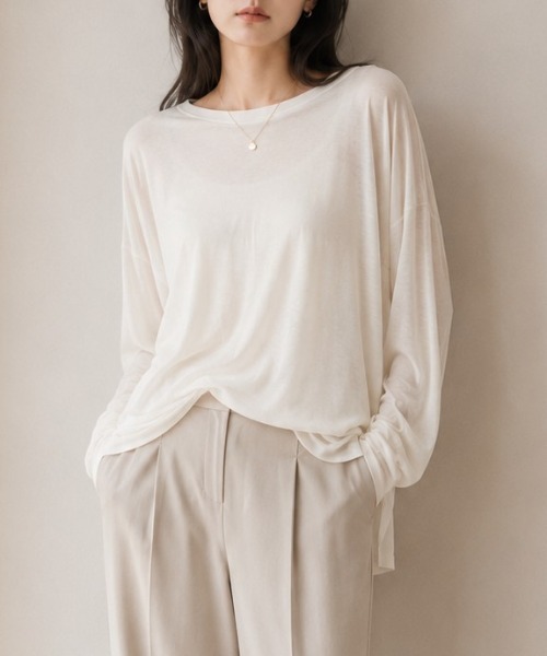 Muscat(マスカット)の「ロングスリーブ ルーズT(Tシャツ/カットソー・レディース・ブラウン/クリーム/ブラック/ブルー・F)」の4枚目の写真