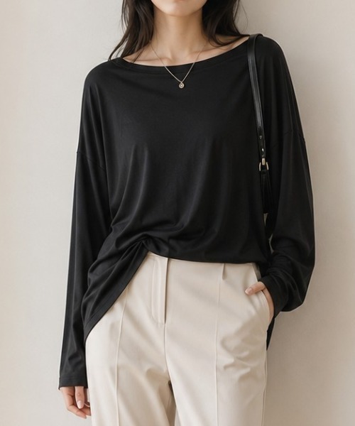 Muscat(マスカット)の「ロングスリーブ ルーズT(Tシャツ/カットソー・レディース・ブラウン/クリーム/ブラック/ブルー・F)」の2枚目の写真