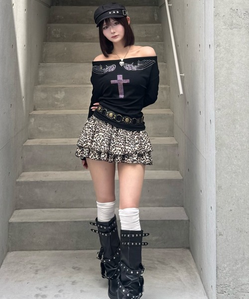 ZIPPER CLUB(ZIPPER CLUB ジッパークラブ)の「leopard tiered mini skirt(スカート・レディース・ブラウン・SMALL/MEDIUM/LARGE)」の3枚目の写真