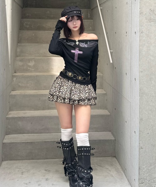 ZIPPER CLUB(ZIPPER CLUB ジッパークラブ)の「leopard tiered mini skirt(スカート・レディース・ブラウン・SMALL/MEDIUM/LARGE)」の4枚目の写真