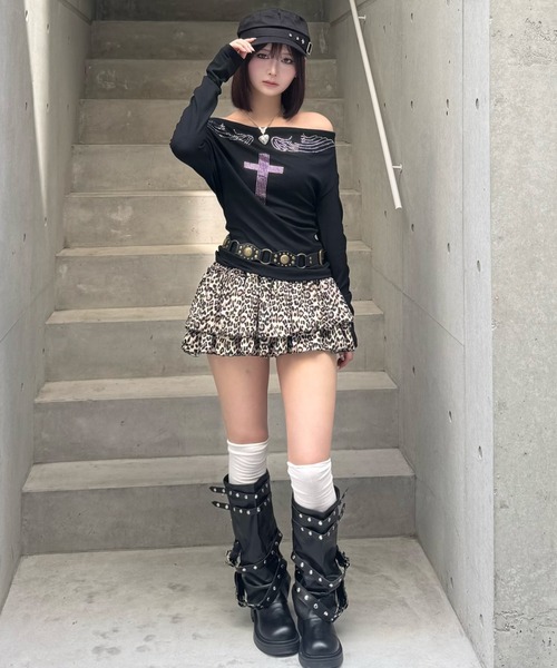 ZIPPER CLUB(ZIPPER CLUB ジッパークラブ)の「leopard tiered mini skirt(スカート・レディース・ブラウン・SMALL/MEDIUM/LARGE)」の7枚目の写真