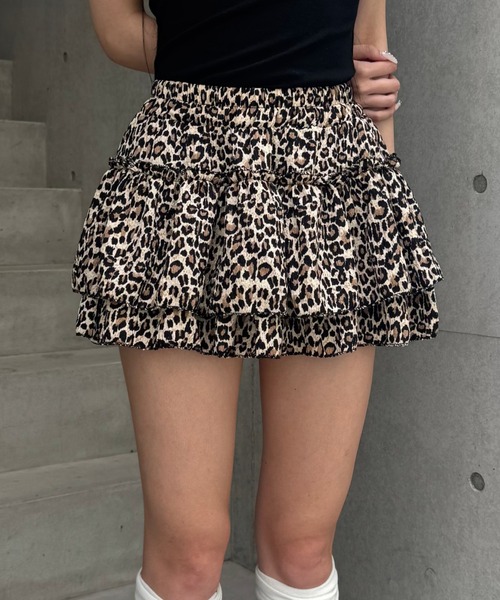 ZIPPER CLUB(ZIPPER CLUB ジッパークラブ)の「leopard tiered mini skirt(スカート・レディース・ブラウン・SMALL/MEDIUM/LARGE)」の2枚目の写真