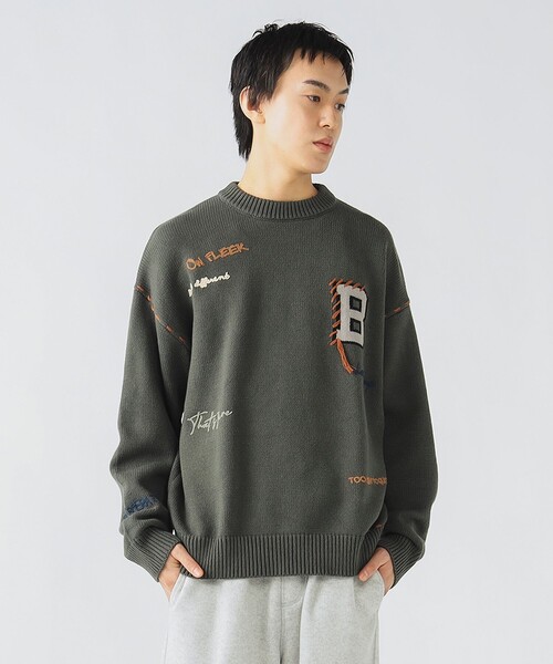 BEAMS HEART（ビームスハート）の「【ユニセックス】Bイニシャル レタード クルーネック ニット（ニット/セーター・メンズ・ブラック/グリーン・MEDIUM/LARGE/SMALL）」の5枚目の写真