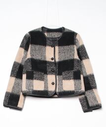 Ritomo De Ricco（リトモ・デ・リコ）の「ブロックチェック起毛中綿ジャケット（ノーカラーコート）」
