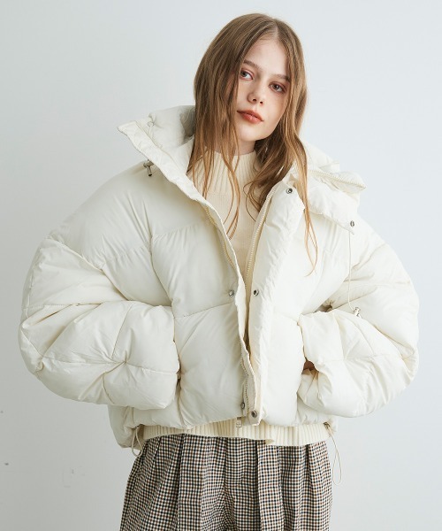 Mirette(ミレット)の「クロップドパファージャケット / Short Puffer Jacket(ダウンジャケット/コート・レディース・ブラウン/ホワイト/ブラック・MEDIUM/SMALL)」の4枚目の写真