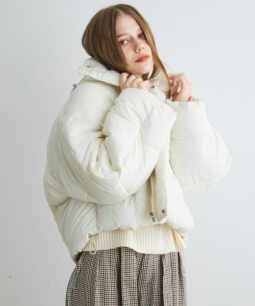 Mirette(ミレット)の「クロップドパファージャケット / Short Puffer Jacket(ダウンジャケット/コート・レディース・ブラウン/ホワイト/ブラック・MEDIUM/SMALL)」の5枚目の写真