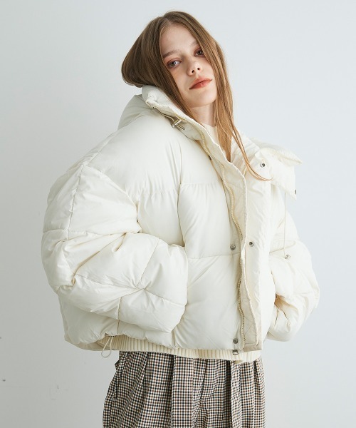 Mirette(ミレット)の「クロップドパファージャケット / Short Puffer Jacket(ダウンジャケット/コート・レディース・ブラウン/ホワイト/ブラック・MEDIUM/SMALL)」の6枚目の写真