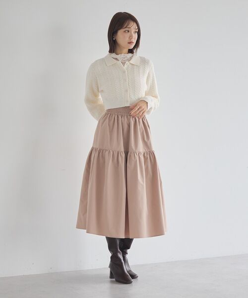 earth music&ecology(アースミュージックアンドエコロジー)の「襟付きケーブルニットジャケット(ニット/セーター・レディース・アイボリー/チャコールグレー/モカ・F)」の18枚目の写真