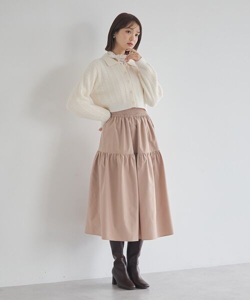 earth music&ecology(アースミュージックアンドエコロジー)の「襟付きケーブルニットジャケット(ニット/セーター・レディース・アイボリー/チャコールグレー/モカ・F)」の19枚目の写真