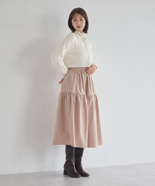 earth music&ecology(アースミュージックアンドエコロジー)の「襟付きケーブルニットジャケット(ニット/セーター・レディース・アイボリー/チャコールグレー/モカ・F)」の20枚目の写真