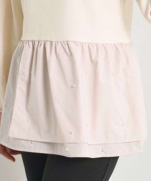 ITS'DEMO（イッツデモ）の「【手洗い可】異素材切替リップルプルオーバー（Tシャツ/カットソー・レディース・ライトグレー/ブラック/ライトベージュ・00）」の21枚目の写真