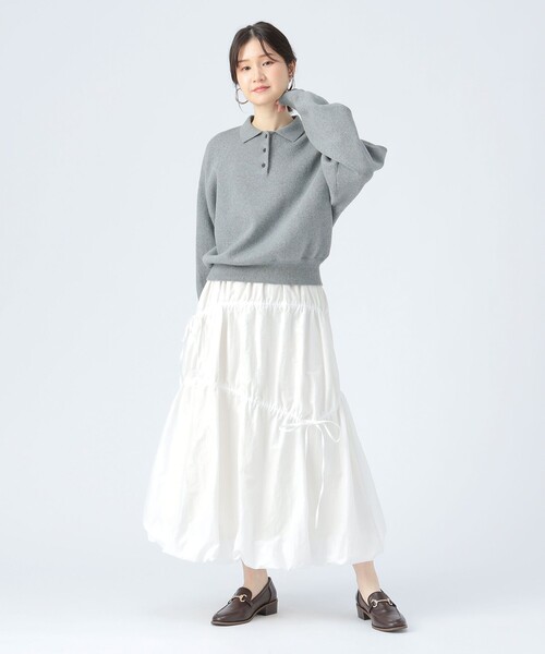BEAMS HEART（ビームスハート）の「スウェット編み ニットポロシャツ（ポロシャツ・レディース・グレー/ホワイト系その他5/イエロー・FREE）」の16枚目の写真