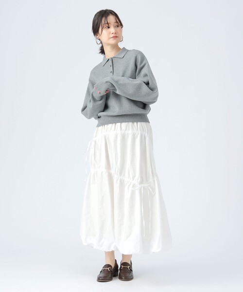 BEAMS HEART（ビームスハート）の「スウェット編み ニットポロシャツ（ポロシャツ・レディース・グレー/ホワイト系その他5/イエロー・FREE）」の17枚目の写真