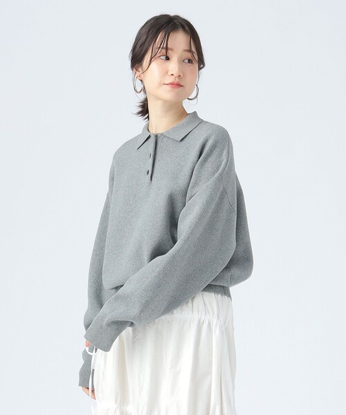 BEAMS HEART（ビームスハート）の「スウェット編み ニットポロシャツ（ポロシャツ・レディース・グレー/ホワイト系その他5/イエロー・FREE）」の19枚目の写真
