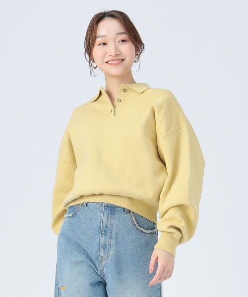 BEAMS HEART（ビームスハート）の「スウェット編み ニットポロシャツ（ポロシャツ・レディース・グレー/ホワイト系その他5/イエロー・FREE）」の22枚目の写真