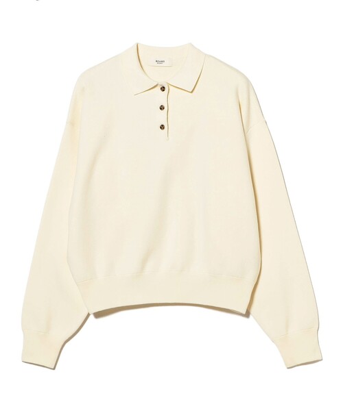 BEAMS HEART（ビームスハート）の「スウェット編み ニットポロシャツ（ポロシャツ・レディース・グレー/ホワイト系その他5/イエロー・FREE）」の7枚目の写真