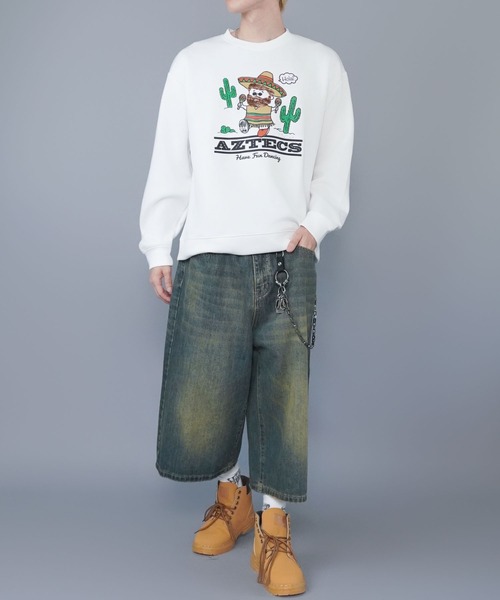SPINNS(スピンズ)の「ひげおじさんスウェット/メキシコ/立体刺繍デザイン/さらもち素材(スウェット・メンズ・ブラウン/ホワイト・ONESIZE)」の3枚目の写真