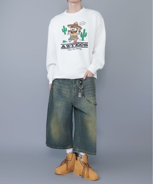 SPINNS(スピンズ)の「ひげおじさんスウェット/メキシコ/立体刺繍デザイン/さらもち素材(スウェット・メンズ・ブラウン/ホワイト・ONESIZE)」の4枚目の写真