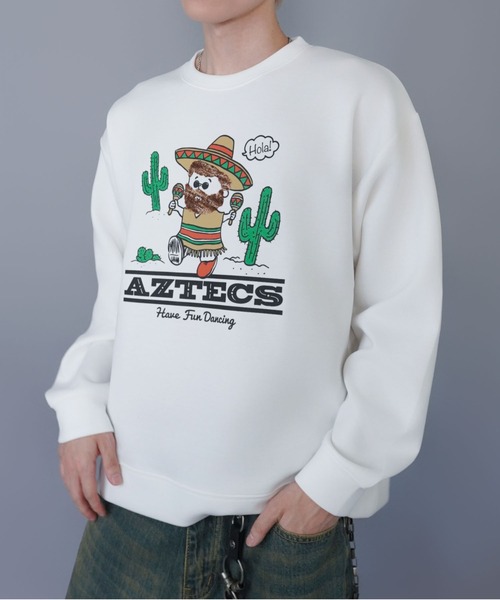 SPINNS(スピンズ)の「ひげおじさんスウェット/メキシコ/立体刺繍デザイン/さらもち素材(スウェット・メンズ・ブラウン/ホワイト・ONESIZE)」の10枚目の写真