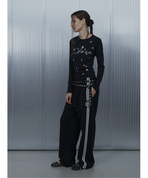 SETUPEXE(セットアップイーエックスイー)の「A'GEM/9 × .kom 『SETUPEXE/セットアップイーエックスイー』 PUNK WAPPEN SWEATPANTS/サイドラインロゴスウェットパンツ(スウェットパンツ・レディース・ブラック/グレー・FREE)」の14枚目の写真