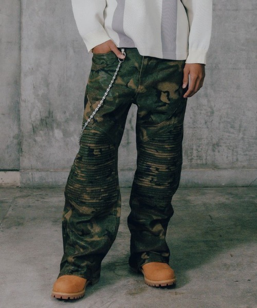 BREATH カモカーゴパンツ BADHOP着用値下げ済み BREATH】COATING BIKER CAMO PANTS / ウッドランドカモ [BR25AW-P1006