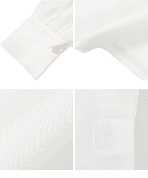 Petitle（プチレ）の「[ セレモニー ] [ 低身長向けサイズ ] 3点セット ペプラムジャケット × ボウタイブラウス × ワイドパンツ（スーツセット・レディース・ネイビー/ブラック・PL/PM/PS）」の15枚目の写真