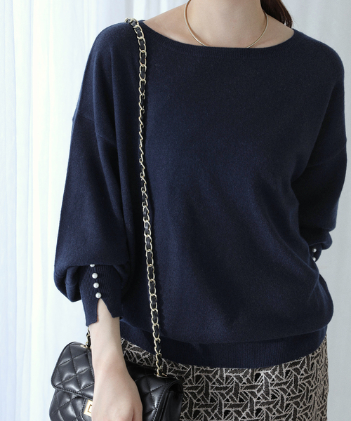 La TOTALITE(ラトータリテ)の「ウールカシミヤパールニットプルオーバー(ニット/セーター・レディース・サックスブルー/チャコールグレー/レッド/ネイビー・FREE)」の3枚目の写真