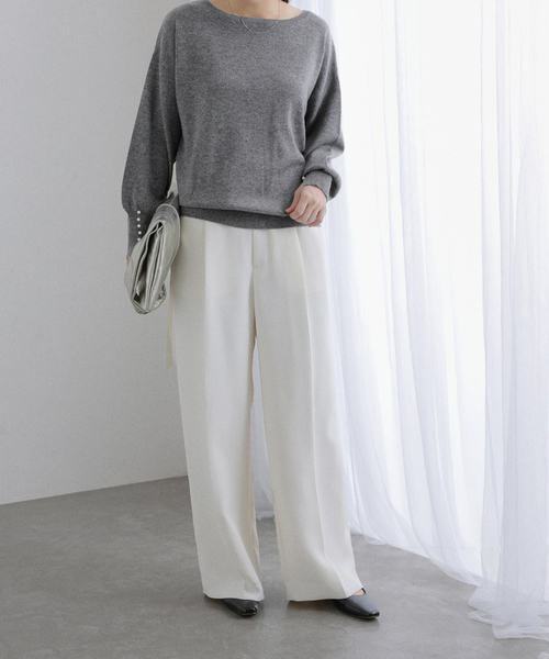 La TOTALITE(ラトータリテ)の「ウールカシミヤパールニットプルオーバー(ニット/セーター・レディース・サックスブルー/チャコールグレー/レッド/ネイビー・FREE)」の5枚目の写真