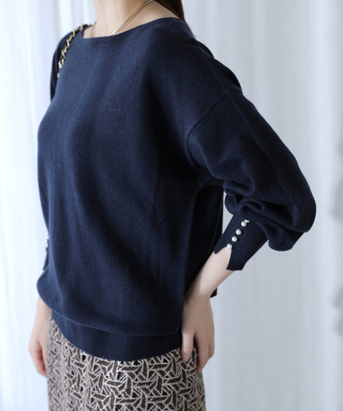 La TOTALITE(ラトータリテ)の「ウールカシミヤパールニットプルオーバー(ニット/セーター・レディース・サックスブルー/チャコールグレー/レッド/ネイビー・FREE)」の12枚目の写真