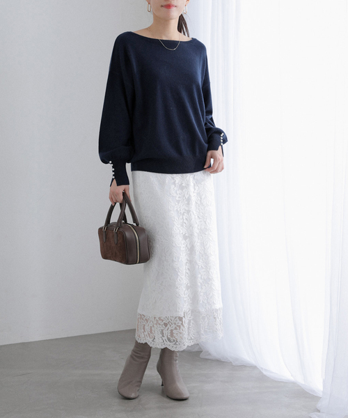 La TOTALITE(ラトータリテ)の「ウールカシミヤパールニットプルオーバー(ニット/セーター・レディース・サックスブルー/チャコールグレー/レッド/ネイビー・FREE)」の15枚目の写真