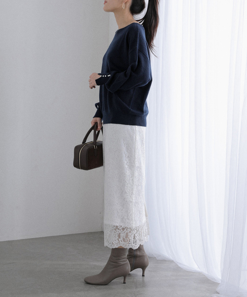 La TOTALITE(ラトータリテ)の「ウールカシミヤパールニットプルオーバー(ニット/セーター・レディース・サックスブルー/チャコールグレー/レッド/ネイビー・FREE)」の17枚目の写真