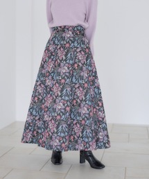 DOLCE&GABBANA ジャガード 花柄 スカート ブラック系 40 コカ coca レトロフラワーギャザースカート （Black