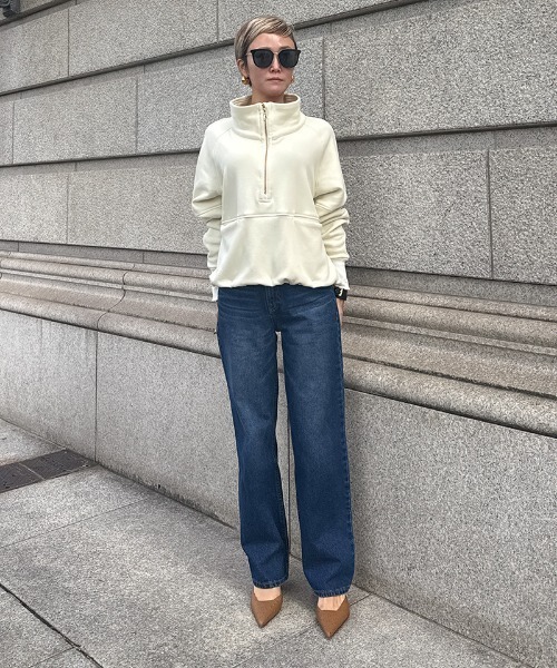 JENNE(ジェンヌ)の「日本製裏起毛スタンドトップス(保温性機能生地)(Tシャツ/カットソー・レディース・ベージュ系その他/アイボリー・SMALL/MEDIUM/LARGE)」の3枚目の写真