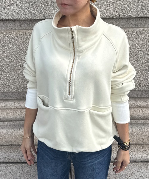 JENNE(ジェンヌ)の「日本製裏起毛スタンドトップス(保温性機能生地)(Tシャツ/カットソー・レディース・ベージュ系その他/アイボリー・SMALL/MEDIUM/LARGE)」の9枚目の写真