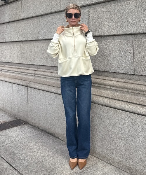 JENNE(ジェンヌ)の「日本製裏起毛スタンドトップス(保温性機能生地)(Tシャツ/カットソー・レディース・ベージュ系その他/アイボリー・SMALL/MEDIUM/LARGE)」の10枚目の写真