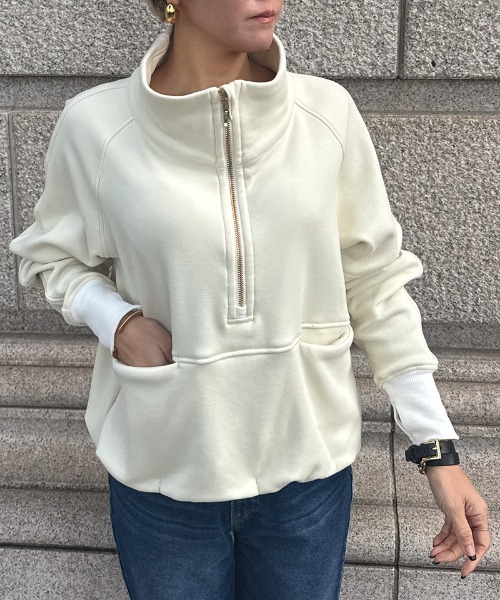 JENNE(ジェンヌ)の「日本製裏起毛スタンドトップス(保温性機能生地)(Tシャツ/カットソー・レディース・ベージュ系その他/アイボリー・SMALL/MEDIUM/LARGE)」の12枚目の写真