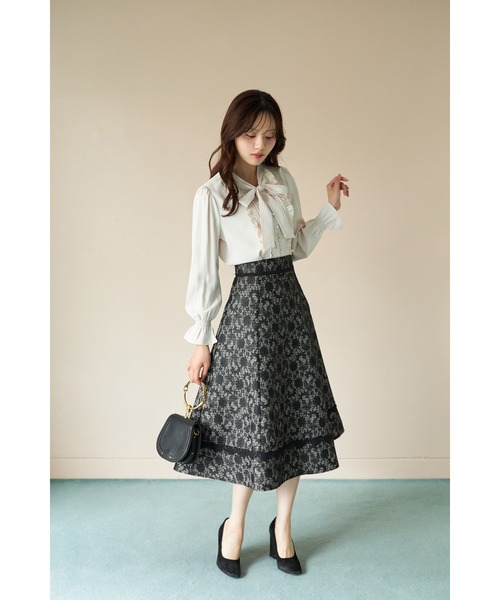 レースボンディングツイードフレアスカート（スカート）｜tocco closet