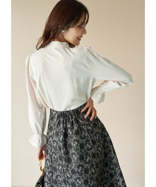 tocco closet(トッコ クローゼット)の「レースボンディングツイードフレアスカート(スカート・レディース・ブラック/グレー・M)」の10枚目の写真