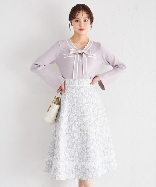 tocco closet(トッコ クローゼット)の「レースボンディングツイードフレアスカート(スカート・レディース・ブラック/グレー・M)」の17枚目の写真