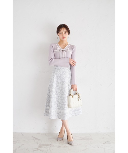 tocco closet(トッコ クローゼット)の「レースボンディングツイードフレアスカート(スカート・レディース・ブラック/グレー・M)」の13枚目の写真