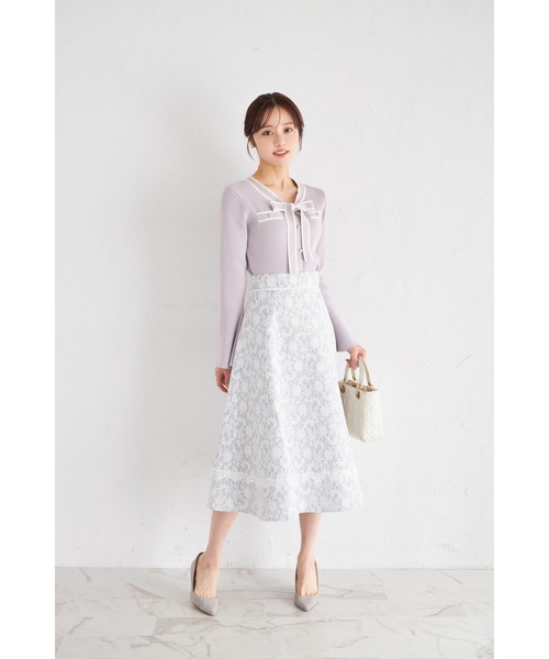 tocco closet(トッコ クローゼット)の「レースボンディングツイードフレアスカート(スカート・レディース・ブラック/グレー・M)」の14枚目の写真