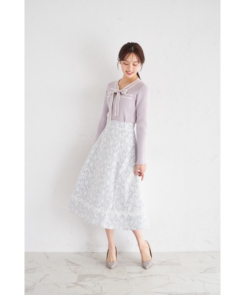 tocco closet(トッコ クローゼット)の「レースボンディングツイードフレアスカート(スカート・レディース・ブラック/グレー・M)」の15枚目の写真