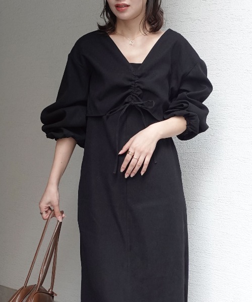 CORNERS(コーナーズ)の「ピーチ起毛セットアップワンピース(ワンピース・レディース・ベージュ/ブラウン/ブラック・M)」の6枚目の写真