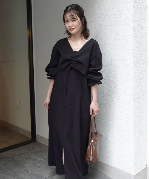 CORNERS(コーナーズ)の「ピーチ起毛セットアップワンピース(ワンピース・レディース・ベージュ/ブラウン/ブラック・M)」の7枚目の写真