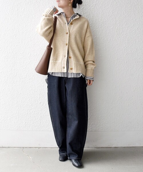 SHIPS any:〈手洗い可能〉ステッチ デザイン ルーズ ニット