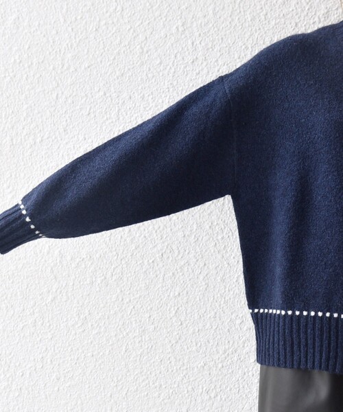 SHIPS any:〈手洗い可能〉ステッチ デザイン ルーズ ニット