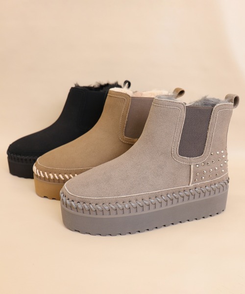 artemis by DIANA（アルテミスバイダイアナ）の「【軽量】厚底フェイクムートンブーツ（ブーツ・レディース・ベージュ/ブラック/グレー・S/M/L/XL）」の3枚目の写真