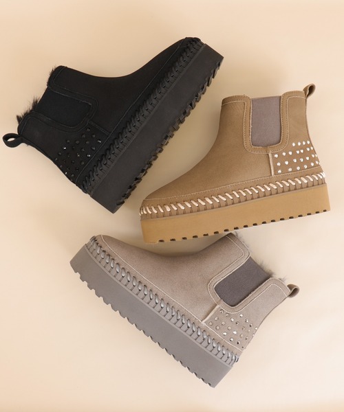 artemis by DIANA（アルテミスバイダイアナ）の「【軽量】厚底フェイクムートンブーツ（ブーツ・レディース・ベージュ/ブラック/グレー・S/M/L/XL）」の6枚目の写真