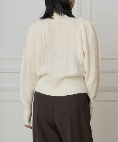 IENA LA BOUCLE(イエナラブークル)の「ALPACA MIXフリルプルオーバー(ニット/セーター・レディース・チャコールグレー/ホワイト・FREE)」の5枚目の写真